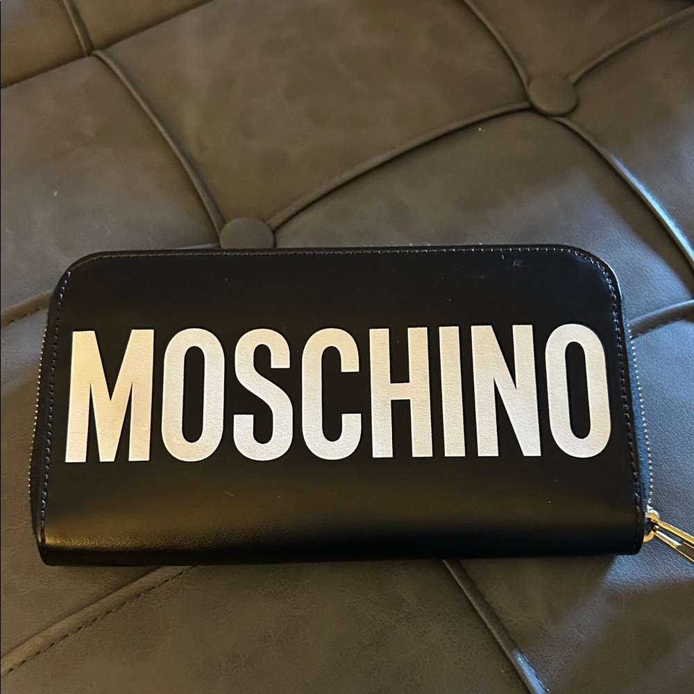 Moschino Black Wallet with White Logo